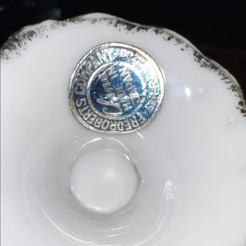 Vintage Fred Roberts Japan Iridescent Teacup with Silver Handle Delicate